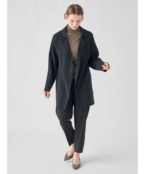 JOHN SMEDLEY（ジョンスメドレー）の「［UNISEX］ミラノリブ オープンカラー長袖ニットジャケット（ニット/セーター・メンズ・ブラック/チャコールグレー・L/M/S）」の4枚目の写真