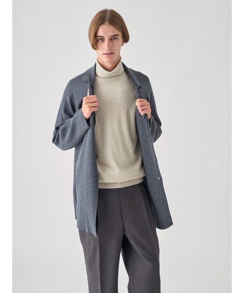 JOHN SMEDLEY（ジョンスメドレー）の「［UNISEX］ミラノリブ オープンカラー長袖ニットジャケット（ニット/セーター・メンズ・ブラック/チャコールグレー・L/M/S）」の12枚目の写真