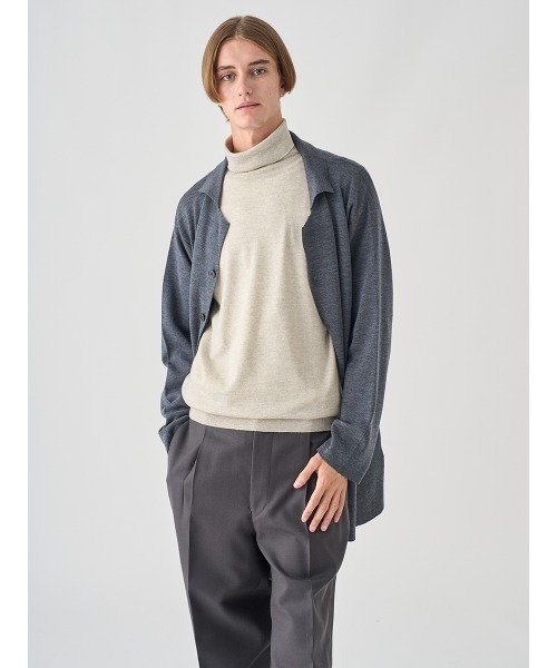 JOHN SMEDLEY（ジョンスメドレー）の「［UNISEX］ミラノリブ オープンカラー長袖ニットジャケット（ニット/セーター・メンズ・ブラック/チャコールグレー・L/M/S）」の13枚目の写真