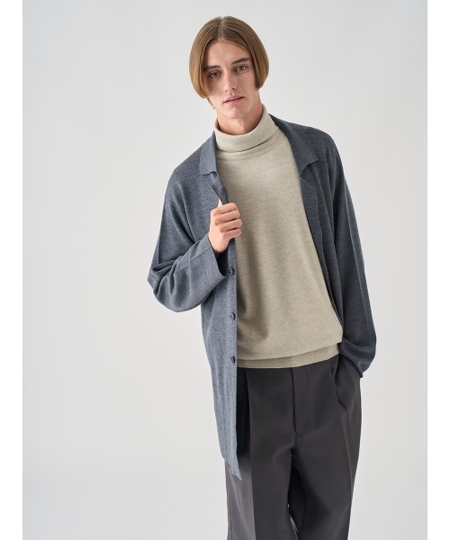 JOHN SMEDLEY（ジョンスメドレー）の「［UNISEX］ミラノリブ オープンカラー長袖ニットジャケット（ニット/セーター・メンズ・ブラック/チャコールグレー・L/M/S）」の15枚目の写真