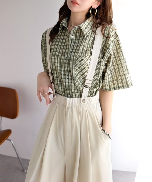 classicalelf(クラシカルエルフ)の「【撥水・UVカット・イージーケア機能付き】アクティブシーンにも頼れる!サスペンダー付きボリュームパンツ(その他パンツ・レディース・アイボリー/ブラック/チャコール・MEDIUM/SMALL/X-LARGE/LARGE)」の14枚目の写真