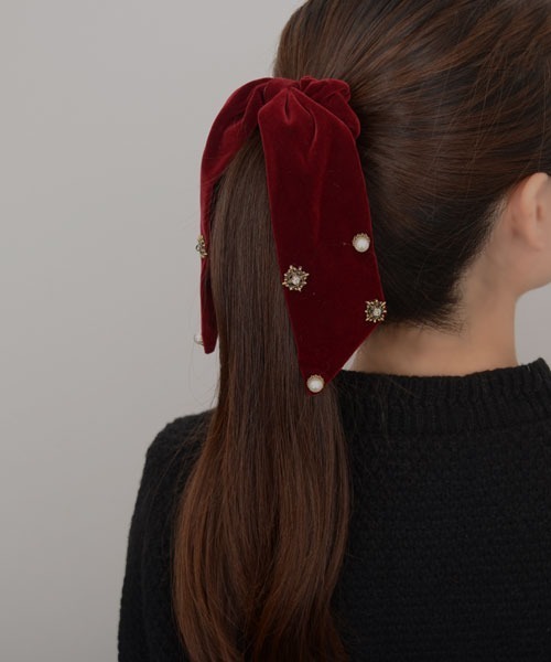 Mayree（メイリー）の「【resonance】ベロア パール モチーフ シュシュ（シュシュ・レディース・ワインレッド/ブラック・FREE）」の5枚目の写真