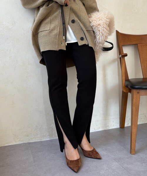 DouDou（ドゥドゥ）の「サイドファスナーレギンスパンツ（その他パンツ・レディース・ブラック/ベージュ・FREE/PS）」の2枚目の写真