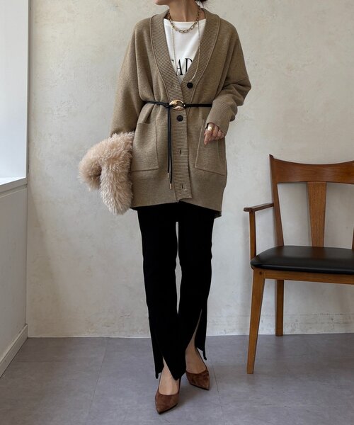 DouDou（ドゥドゥ）の「サイドファスナーレギンスパンツ（その他パンツ・レディース・ブラック/ベージュ・FREE/PS）」の3枚目の写真