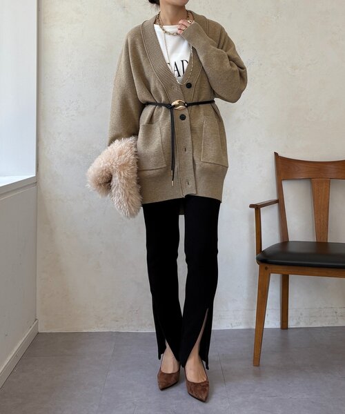 DouDou（ドゥドゥ）の「サイドファスナーレギンスパンツ（その他パンツ・レディース・ブラック/ベージュ・FREE/PS）」の4枚目の写真