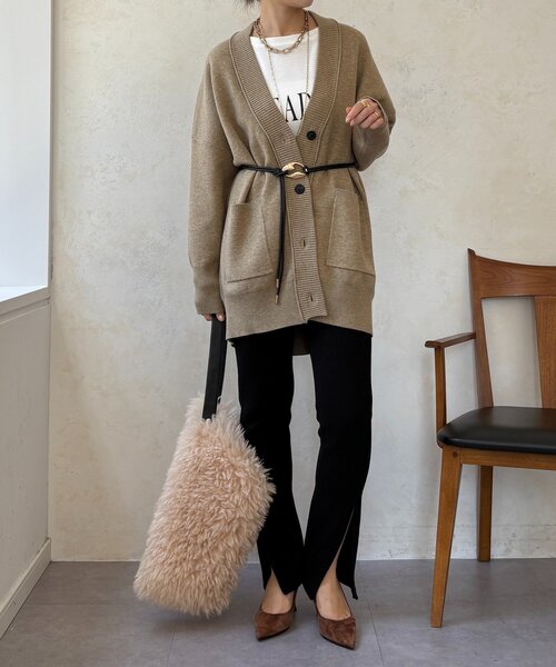 DouDou（ドゥドゥ）の「サイドファスナーレギンスパンツ（その他パンツ・レディース・ブラック/ベージュ・FREE/PS）」の6枚目の写真