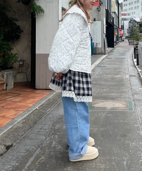w closet(ダブルクローゼット)の「Amフリル中綿ブルゾン(ダウンジャケット/コート・レディース・オフホワイト/ピンク/イエロー・FREE)」の20枚目の写真