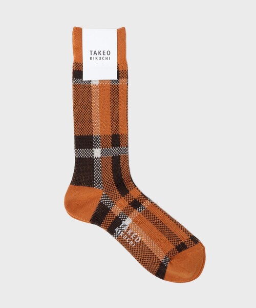 TAKEO KIKUCHI(タケオキクチ)の「タータンチェック柄ソックス(ソックス/靴下・メンズ・ワイン系1/ターコイズブルー系2/オレンジ系6・00)」の1枚目の写真