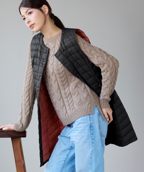Filomo（フィローモ）の「[Filomo]ダウンロングベスト ナイロン（ベスト・レディース・ブルー/ブラック/グリーン・M/L/LL）」の4枚目の写真