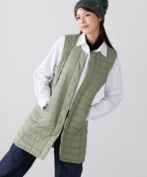 Filomo（フィローモ）の「[Filomo]ダウンロングベスト ナイロン（ベスト・レディース・ブルー/ブラック/グリーン・M/L/LL）」の11枚目の写真
