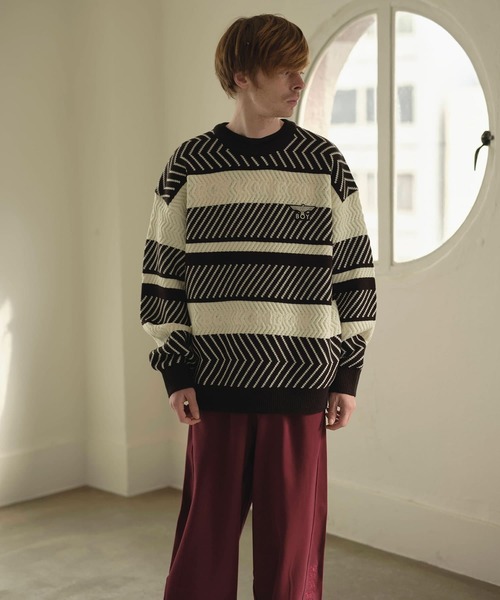 BOY LONDON（ボーイロンドン）の「【BOY LONDON】BOYLONDON PUZZLE KNIT（ニット/セーター・メンズ・ブラック×ホワイト・X-LARGE/LARGE/MEDIUM）」の3枚目の写真