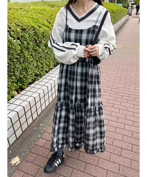 WC(ダブル シー)の「ネルチェックロングキャミワンピース(ワンピース・レディース・ブラック/ブラウン・FREE)」の22枚目の写真