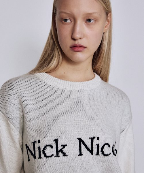 CASHMERE NICOLE LOGO JACQUARD PULLOVER_IVORY