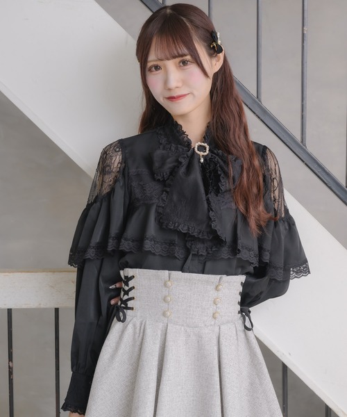 couture BY ROJITA（クチュールバイロジータ）の「レース切替ボウタイラッフルブラウス（シャツ/ブラウス・レディース・ホワイト/ブラック/パープル・FREE）」の12枚目の写真