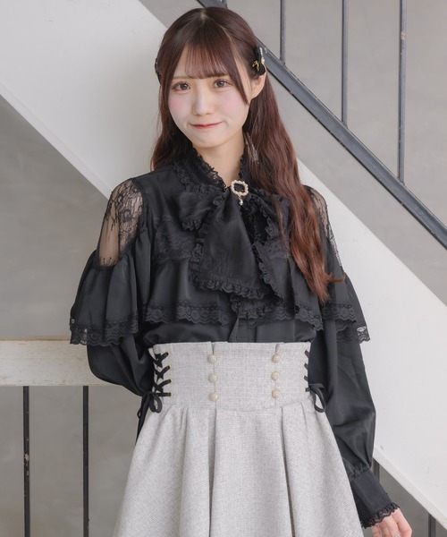 couture BY ROJITA（クチュールバイロジータ）の「レース切替ボウタイラッフルブラウス（シャツ/ブラウス・レディース・ホワイト/ブラック/パープル・FREE）」の13枚目の写真