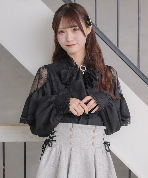 couture BY ROJITA（クチュールバイロジータ）の「レース切替ボウタイラッフルブラウス（シャツ/ブラウス・レディース・ホワイト/ブラック/パープル・FREE）」の14枚目の写真