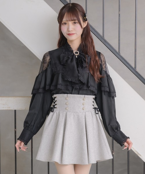 couture BY ROJITA（クチュールバイロジータ）の「レース切替ボウタイラッフルブラウス（シャツ/ブラウス・レディース・ホワイト/ブラック/パープル・FREE）」の19枚目の写真