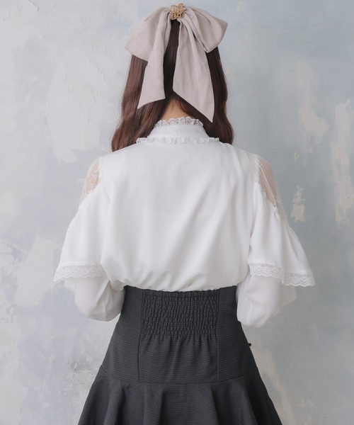 couture BY ROJITA（クチュールバイロジータ）の「レース切替ボウタイラッフルブラウス（シャツ/ブラウス・レディース・ホワイト/ブラック/パープル・FREE）」の8枚目の写真