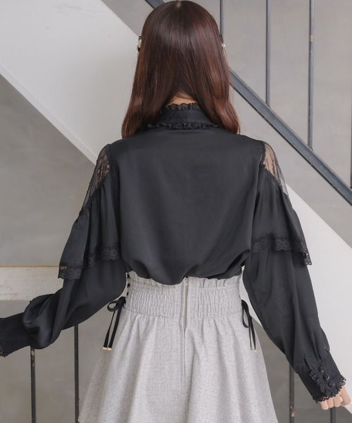 couture BY ROJITA（クチュールバイロジータ）の「レース切替ボウタイラッフルブラウス（シャツ/ブラウス・レディース・ホワイト/ブラック/パープル・FREE）」の18枚目の写真