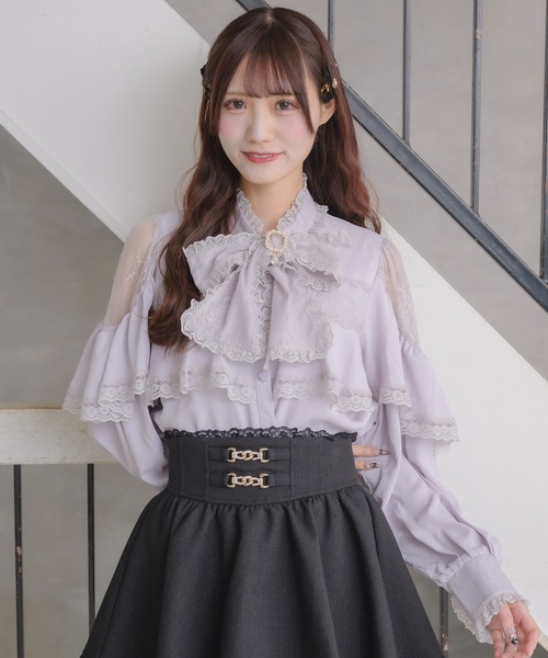 couture BY ROJITA（クチュールバイロジータ）の「レース切替ボウタイラッフルブラウス（シャツ/ブラウス・レディース・ホワイト/ブラック/パープル・FREE）」の22枚目の写真