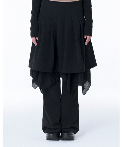 セール】Layered skirt pants set BLACK（スカート）｜Miseki SEOUL