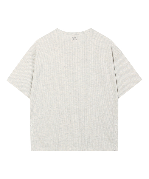 WESLEYHYUSTON(ウェズリーユーストン)の「W metal button henley neck knit grey(Tシャツ/カットソー・メンズ・その他・X-LARGE/MEDIUM/LARGE)」の2枚目の写真