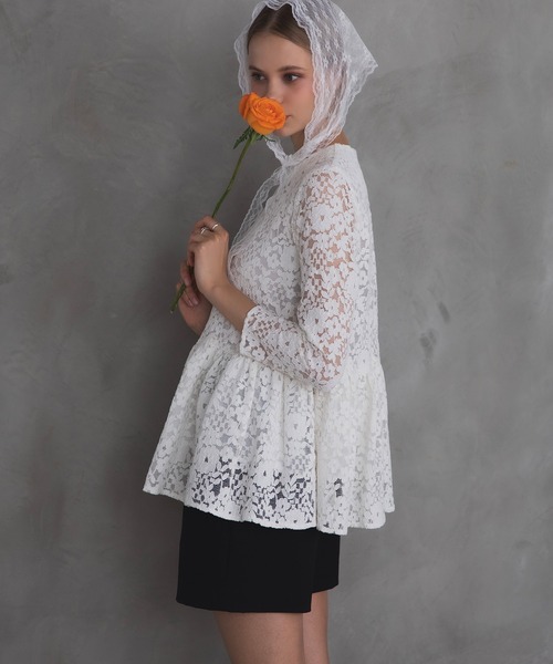 MERAKI（メラキ）の「ギャザーフレアレーストップス（その他トップス・レディース・ブラック/ホワイト・S/M/FREE）」の4枚目の写真