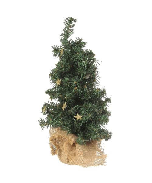 セール】[33cm] LEDライト付き ジュートクリスマスツリー（インテリア