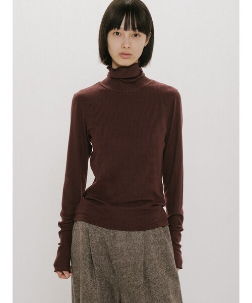 MIDIUMISOLID(ミディウミソリッド)の「MIDIUMISOLID for Ladies ウォームシアーリブプルオーバー(ニット/セーター・レディース・オフホワイト/ワイン/ブラック/ライトグレー・FREE)」の4枚目の写真