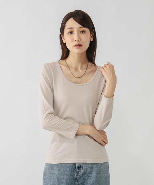 GLOBAL WORK（グローバルワーク）の「Fffit エフィット/あったかコットンインナーTシャツ/9分袖/600063（Tシャツ/カットソー・レディース・アイボリー/ブラック/ホワイト・SMALL/LARGE/MEDIUM/X-LARGE）」の15枚目の写真