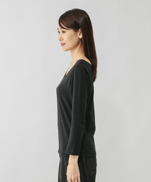 GLOBAL WORK（グローバルワーク）の「Fffit エフィット/あったかコットンインナーTシャツ/9分袖/600063（Tシャツ/カットソー・レディース・アイボリー/ブラック/ホワイト・SMALL/LARGE/MEDIUM/X-LARGE）」の17枚目の写真