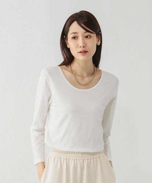 GLOBAL WORK（グローバルワーク）の「Fffit エフィット/あったかコットンインナーTシャツ/9分袖/600063（Tシャツ/カットソー・レディース・アイボリー/ブラック/ホワイト・SMALL/LARGE/MEDIUM/X-LARGE）」の6枚目の写真
