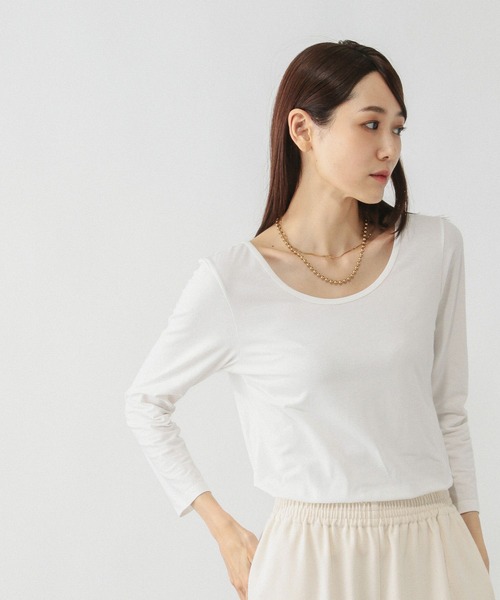GLOBAL WORK（グローバルワーク）の「Fffit エフィット/あったかコットンインナーTシャツ/9分袖/600063（Tシャツ/カットソー・レディース・アイボリー/ブラック/ホワイト・SMALL/LARGE/MEDIUM/X-LARGE）」の7枚目の写真