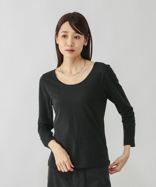 GLOBAL WORK（グローバルワーク）の「Fffit エフィット/あったかコットンインナーTシャツ/9分袖/600063（Tシャツ/カットソー・レディース・アイボリー/ブラック/ホワイト・SMALL/LARGE/MEDIUM/X-LARGE）」の11枚目の写真