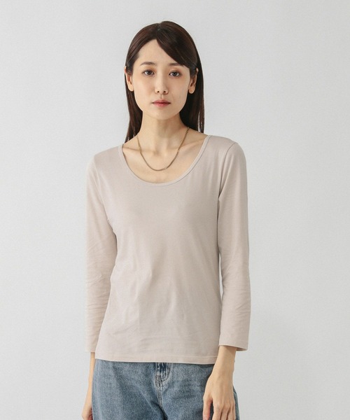 GLOBAL WORK（グローバルワーク）の「Fffit エフィット/あったかコットンインナーTシャツ/9分袖/600063（Tシャツ/カットソー・レディース・アイボリー/ブラック/ホワイト・SMALL/LARGE/MEDIUM/X-LARGE）」の14枚目の写真