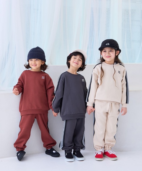 MARKEY'S（マーキーズ）の「【LSP WOW!】セットアップ　裏起毛ワンポイントサイドラインBIGスウェット（セットアップ・キッズ・アイボリー/グリーン/ブラウン/ネイビー/チャコール・80/90/100/110/120/130/140/150）」の8枚目の写真