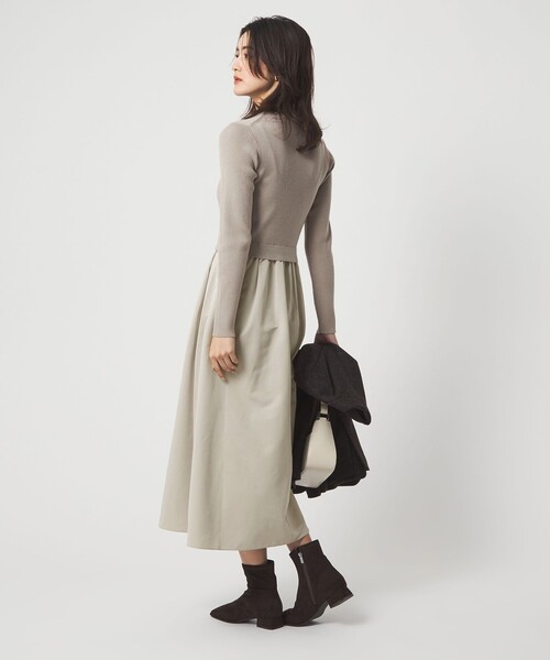 green label relaxing（グリーンレーベルリラクシング）の「タフタ ドッキング ワンピース ウォッシャブル（ワンピース・レディース・ライトグレー/ブラック・FREE）」の6枚目の写真