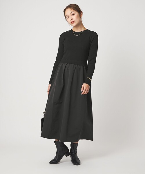 green label relaxing（グリーンレーベルリラクシング）の「タフタ ドッキング ワンピース ウォッシャブル（ワンピース・レディース・ライトグレー/ブラック・FREE）」の7枚目の写真