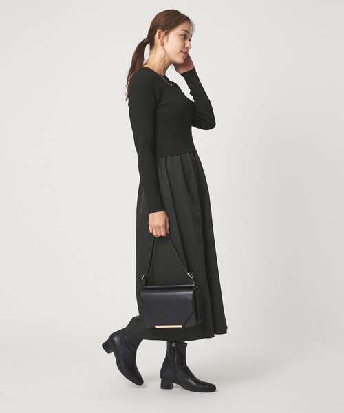 タフタ ドッキング ワンピース ウォッシャブル（ワンピース）｜green