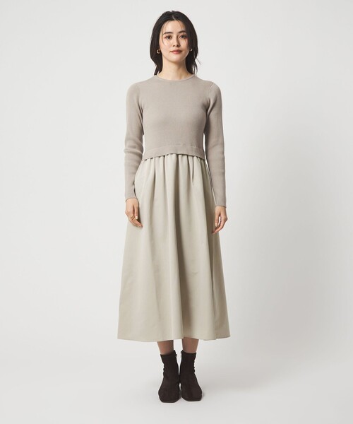 green label relaxing（グリーンレーベルリラクシング）の「タフタ ドッキング ワンピース ウォッシャブル（ワンピース・レディース・ライトグレー/ブラック・FREE）」の10枚目の写真