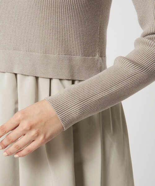 タフタ ドッキング ワンピース ウォッシャブル（ワンピース）｜green