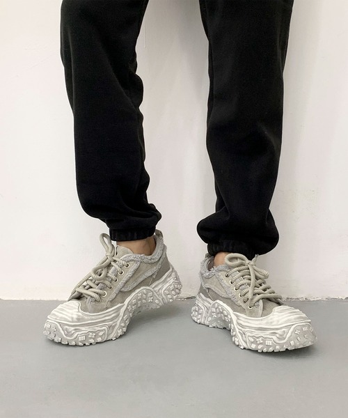 shoes365(シューズスリーシックスファイヴ)の「デニム厚底スニーカー/Denim platform sneakers(スニーカー・メンズ・ブラック/インディゴブルー/グレー・27.0cm/26.5cm/26.0cm/25.5cm/25.0cm)」の1枚目の写真