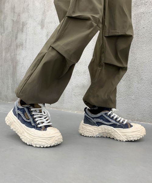 shoes365(シューズスリーシックスファイヴ)の「デニム厚底スニーカー/Denim platform sneakers(スニーカー・メンズ・ブラック/インディゴブルー/グレー・27.0cm/26.5cm/26.0cm/25.5cm/25.0cm)」の5枚目の写真