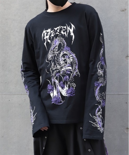 REZEN(リゼン)の「花魁×龍ロンT(Tシャツ/カットソー・メンズ・ローズ/レッドパープル・LARGE/MEDIUM)」の9枚目の写真