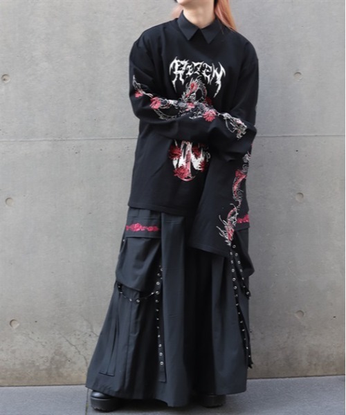 REZEN(リゼン)の「花魁×龍ロンT(Tシャツ/カットソー・メンズ・ローズ/レッドパープル・LARGE/MEDIUM)」の11枚目の写真