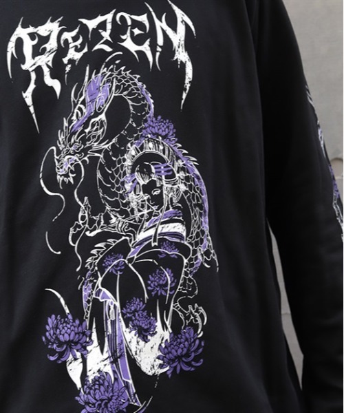 REZEN(リゼン)の「花魁×龍ロンT(Tシャツ/カットソー・メンズ・ローズ/レッドパープル・LARGE/MEDIUM)」の15枚目の写真