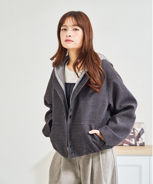 MISCH MASCH(ミッシュマッシュ)の「ZOZO限定 レイヤード風ブルゾン(ブルゾン・レディース・グレー/ブラウン・フリ-)」の1枚目の写真