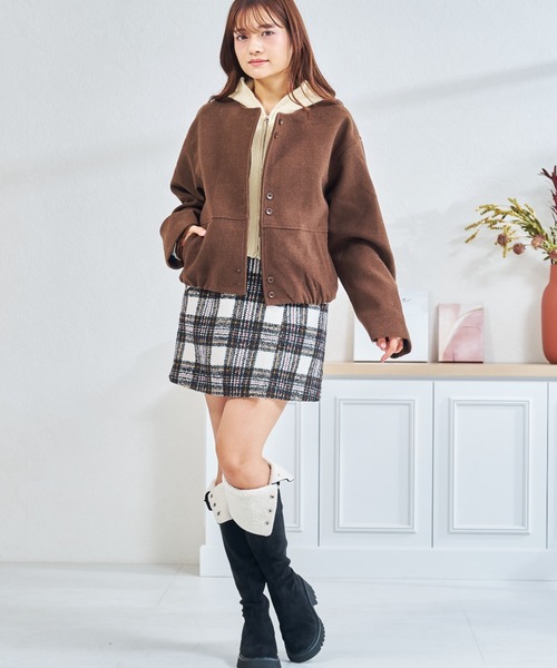 MISCH MASCH(ミッシュマッシュ)の「ZOZO限定 レイヤード風ブルゾン(ブルゾン・レディース・グレー/ブラウン・フリ-)」の9枚目の写真