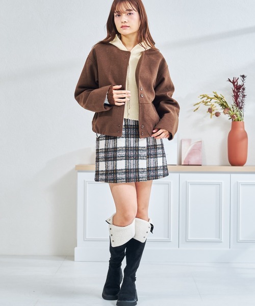 MISCH MASCH(ミッシュマッシュ)の「ZOZO限定 レイヤード風ブルゾン(ブルゾン・レディース・グレー/ブラウン・フリ-)」の10枚目の写真