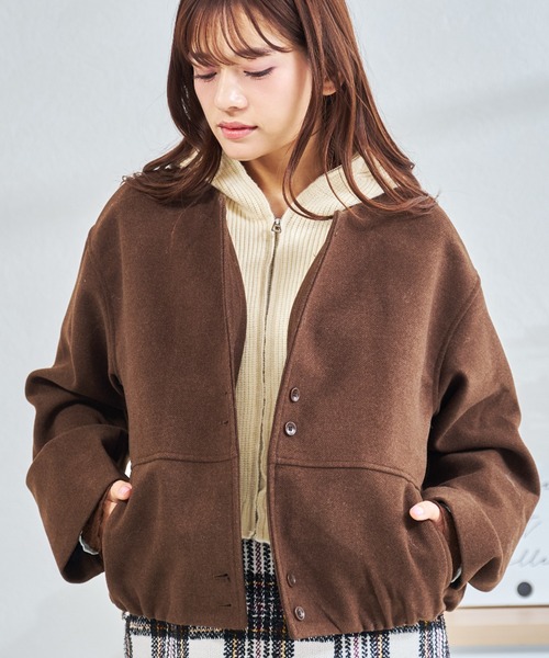 MISCH MASCH(ミッシュマッシュ)の「ZOZO限定 レイヤード風ブルゾン(ブルゾン・レディース・グレー/ブラウン・フリ-)」の6枚目の写真